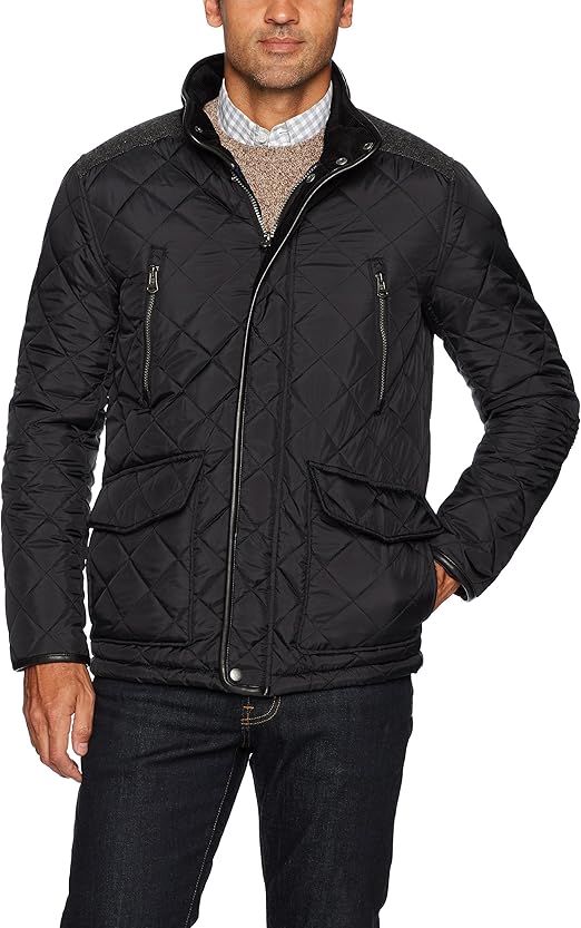 Cole Haan Men's Quilted Jacket with Corduroy Collar at Amazon Men’s