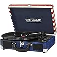 Victrola Vintage 3-Speed Bluetooth Portable Suitcase Record Player with Built-in Speakers | Upgraded Turntable Audio Sound|American Flag, Model Number: VSC-550BT-USA