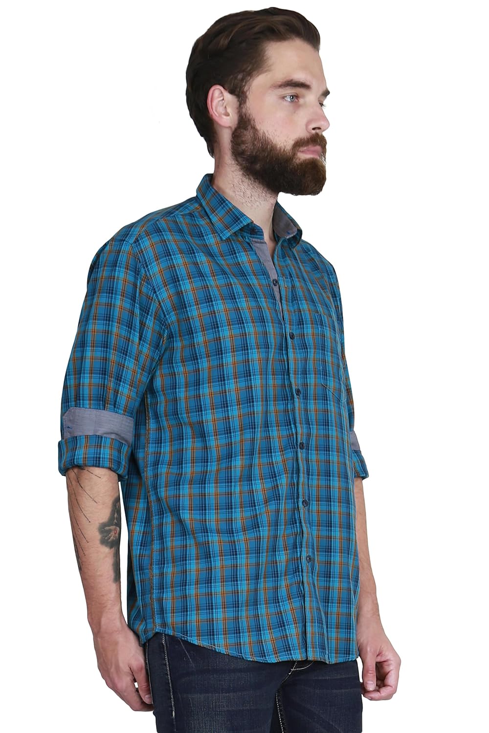 mchenry mens pure cotton regular fit checkered casual shirt