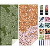 Eunzel 2 Pack Microfiber Beach Towel, Quick Dry Travel Towel Large Sand Free Towel for Beach, Camping, Swim Pool, Gym, Sports& Yoga 71"x32", Palm