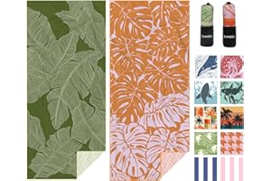 Eunzel 2 Pack Microfiber Beach Towel, Quick Dry Travel Towel Large Sand Free Towel for Beach, Camping, Swim Pool, Gym, Sports& Yoga 71"x32", Palm