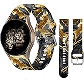 POFMGT 20mm Silicone Sport Bands Compatible with Galaxy Watch 6/Watch 5/Galaxy Watch 4 40mm 44mm/Classic 42mm 46mm/Watch 3 41mm, Active 2 Watch Bands,Cute Replacement Strap(Black Gold Marble)