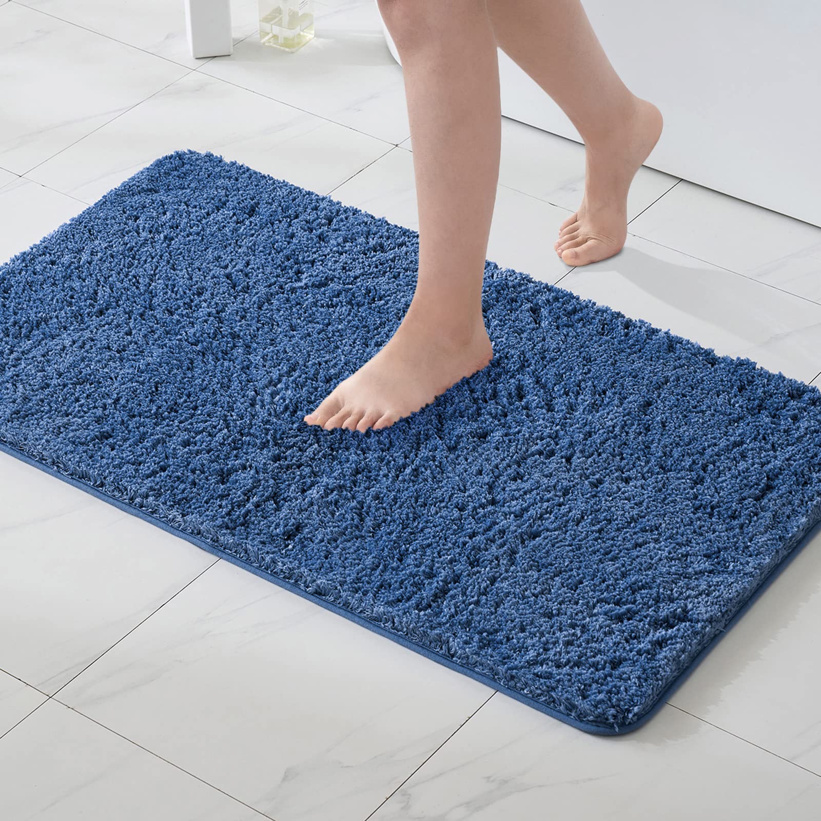 MIULEE Bath Mat Non Slip Absorbent Bathroom Soft luxurious Shower Small Mat Doormat Inside Rugs Kitchen Rugs Carpet Mat Washable for Bathroom Bedroom Kitchen Entrance 70x120 cm Blue