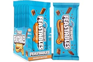 Feastables by MrBeast Peanut Butter Milk Chocolate KING Size Chocolate Bar, 2.1oz (60g), 10 count