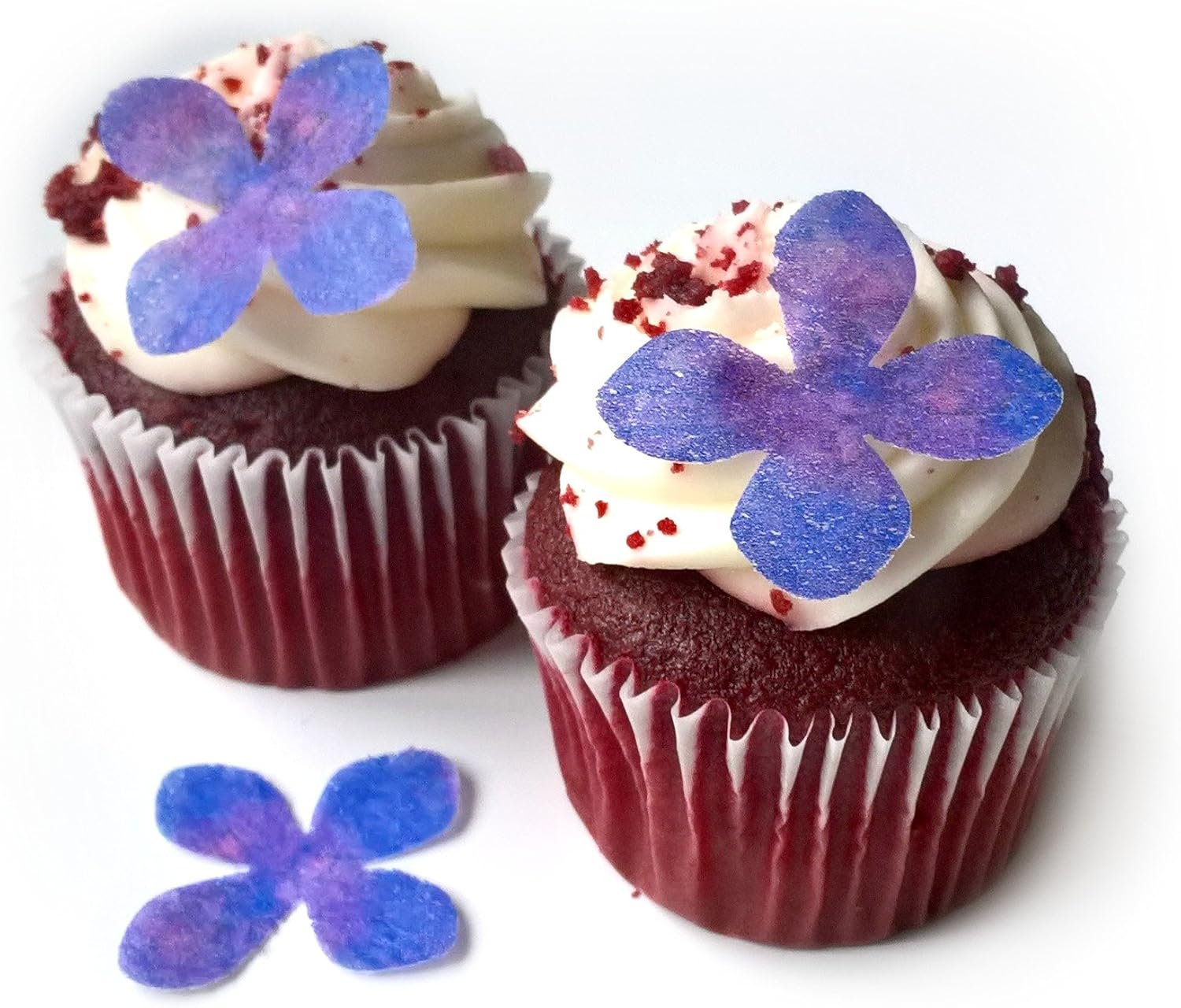 Amazon Com 24 Purple Flower Flat Edible Wafer Paper Flowers Very