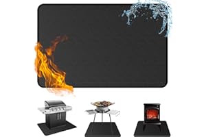 Anze Under Grill Mat for Outdoor Grill, 36 x 48 Inch Anti-Slip BBQ Floor Mats, Easy to Clean Reusable Fireproof Grill Pad, Oil-Proof Waterproof Protector for Indoor Fireplace Pit Mat