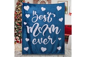 GLOBALTRONICS Best Mom Ever Blankets Mom Blanket Gifts for Mom Soft Plush Throw Blankets from Your Favorite Son Daughter Mom Birthday, (Blue)