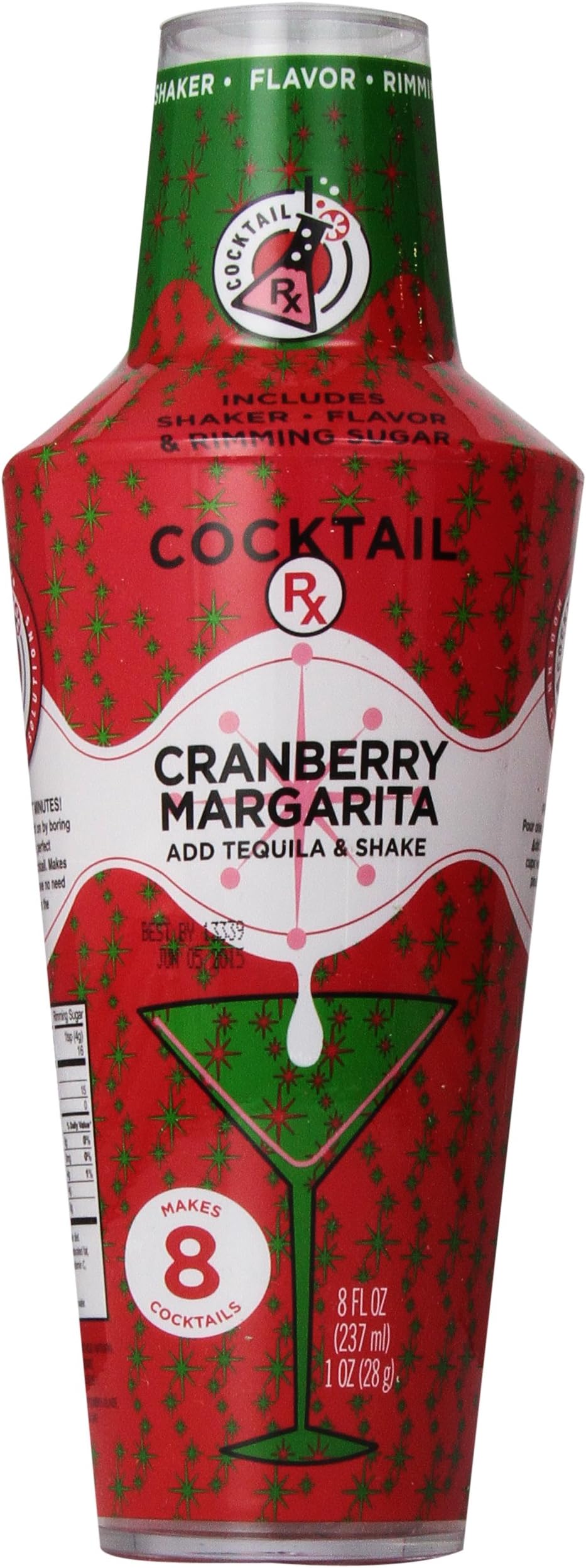 Cocktail Rx Shaker, Cranberry, 8-Ounce