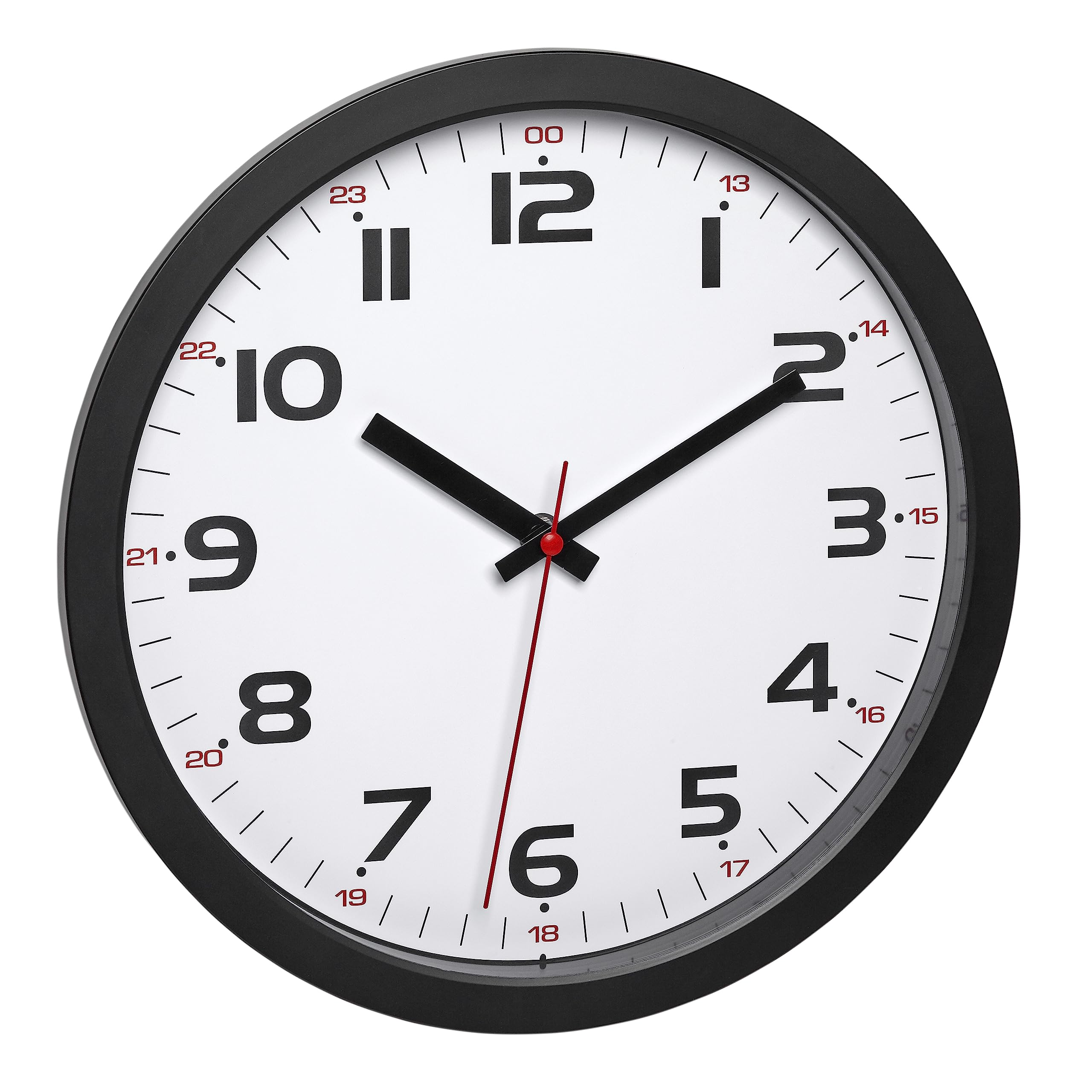 TFA Dostmann Analogue wall clock. 60.3050.01, non ticking, glass cover, 12 and 14h marks