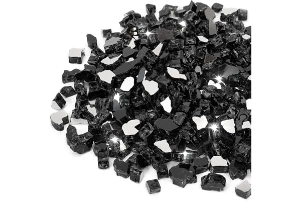 Stanbroil 10-Pound Fire Glass - 1/2 inch Reflective Tempered Fire Glass for Fireplace Fire Pit, Onyx Black Reflective
