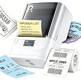 POLONO PM220S Bluetooth Thermal Label Maker, Portable Sticker Printer with 2'' x 1.18'' Label Tape, Easy to Use Label Machine for Home Office Business, Cream