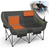SHIJING Heated Double Camping Chair for Adults with 3 Heating Levels, 661lbs Weight Capacity, Portable Folding Heated Chair for Outdoor, Beach, RV, Picnic & Lawn (Battery Not Included)