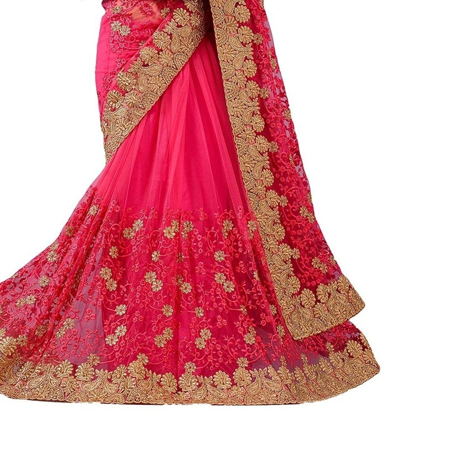 arohi designer net embroidered saree with blouse piece