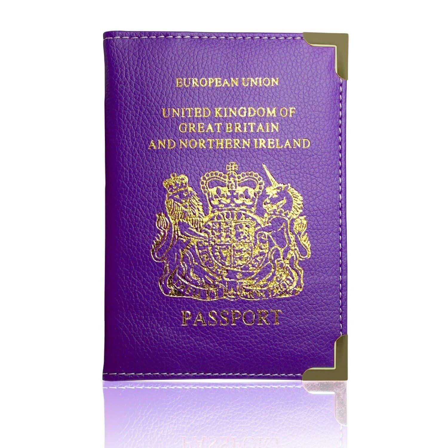 Lizzy Passport Holder PU Leather Travel Wallet Case Organiser for Passport, PU Leather Passport Cover for Travel Passport Protector Cover for Men Women UK (Purple)