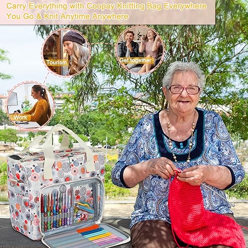 Coopay Large Knitting Bags and Totes Organizer, Traveling Crochet