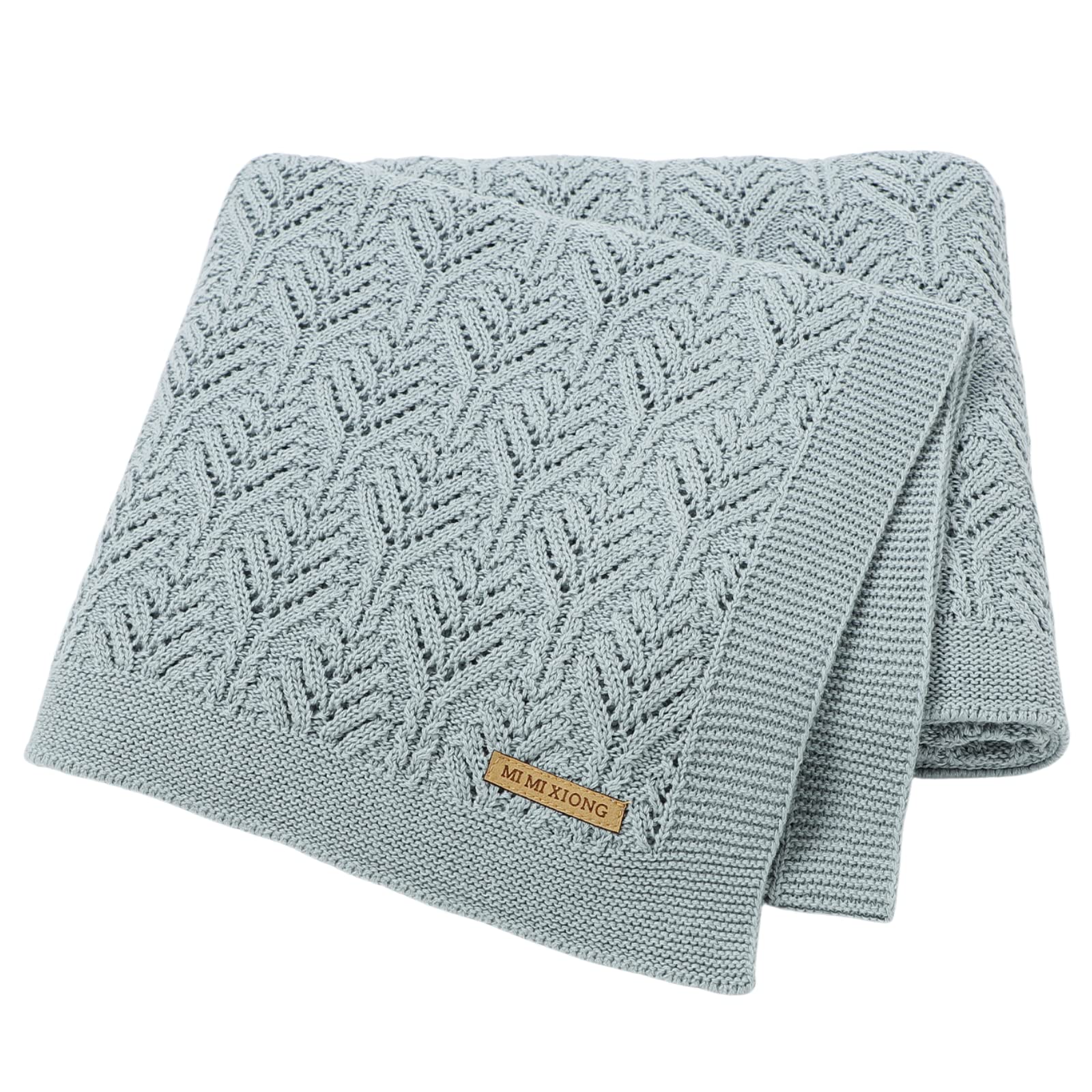 LAWKUL Baby Blanket Cellular Knitted 100% Cotton Soft Blankets for Newborn Boy Girls Toddler 100x80cm Mustard Cyan