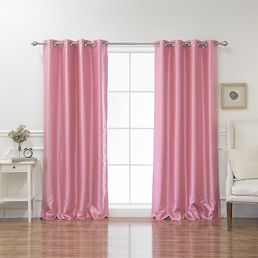 Amazon Com Best Home Fashion Pink Dupioni Faux Silk Grommet Top