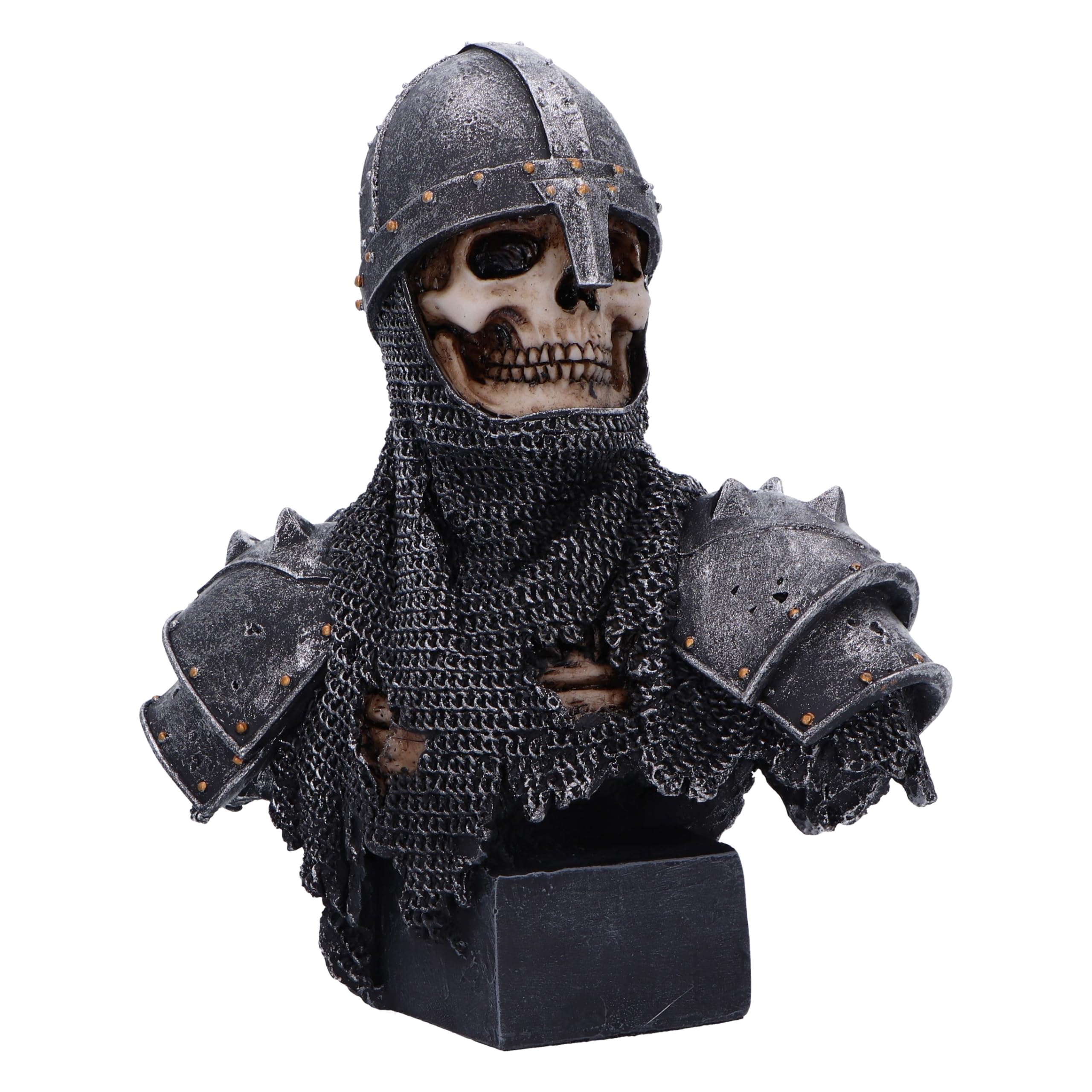 Nemesis Now Into the Knight Skeleton Bust 19cm – Silver Resin Medieval Knight Armour Display Statue