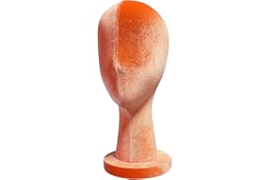 DE-LIANG Female Velvet Head Mannequin 33CM Orange Silk Velvet Dress Form Fully Pinnable Head for Hat Wig Jewelry Earring Scarves Display, Clothing Fabric Head Model for Sale, 1 Color