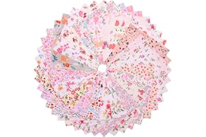 Hanjunzhao 42Pcs Layer Cakes 10 inch Squares for Quilting, Layer Cake Fabric for Quilting 10 inch, Pre-Cuts 10" Squares Cotton Fabric for Sewing, Patchwork, Crafts, and Home Decor - Spring Floral