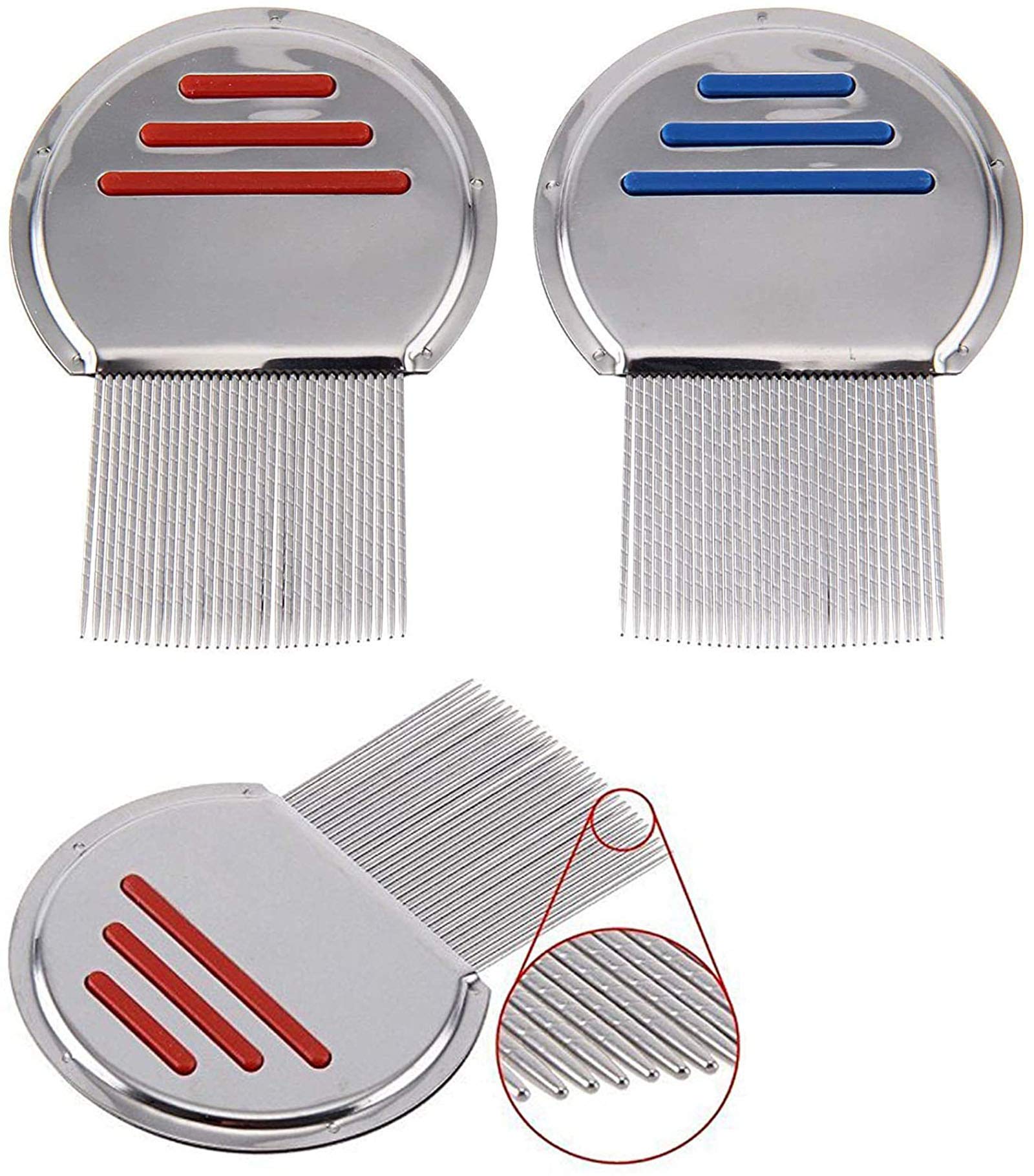 Lice Nit Comb Get Down Stainless Steel Metal Tooth Head Long Teeth/Professional Stainless Steel Nit Comb for Head Lice Treatment,Reusable,Removes Louse Nits (Pack of 2)