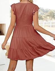 ZESICA Womens 2024 Summer Casual V Neck Flutter