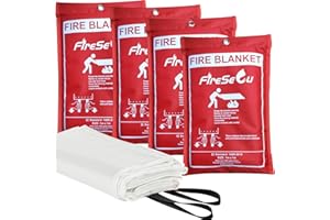 FIRESECU Fire Blanket，Fire Blankets Emergency For Home 4 Pack， 40” x 40” Emergency Fire Blanket，Fire Blanket For Home And kitchen， Fiberglass Fire Blanket