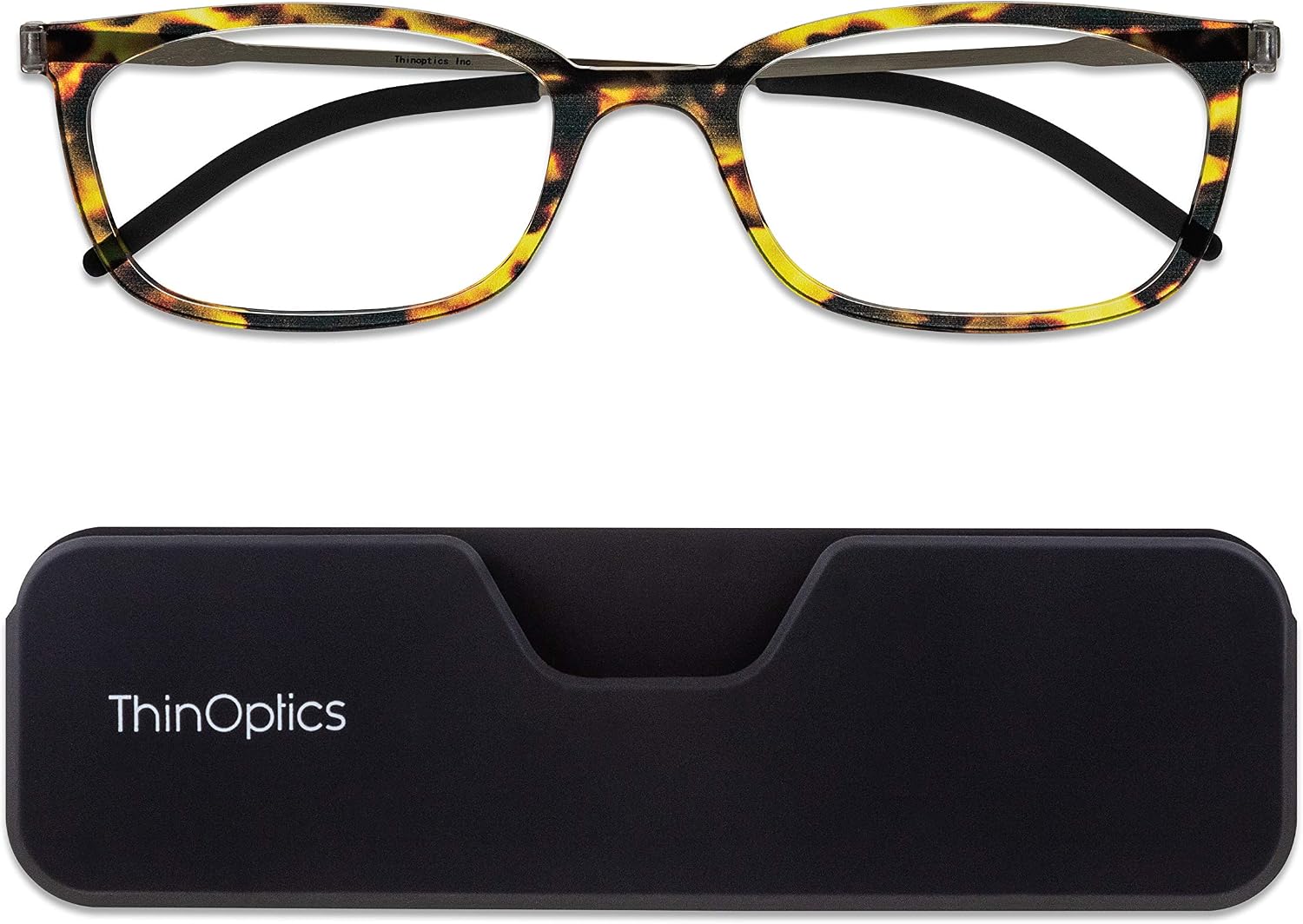 ThinOptics Connect Ultra-Thin Reading Glasses 1.50 Tortoiseshell Frames, Magnetic Case Attaches to Phone - Image 3