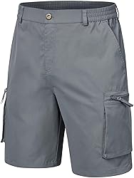 QPNGRP Men's 9" Inseam Stretch Waist Zipper Cargo