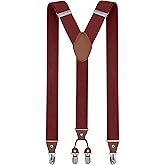 trilece Mens Suspenders Solid Straight Clip Adjustable Y Back Costume Wedding Prom Tuxedo Dress Suspenders