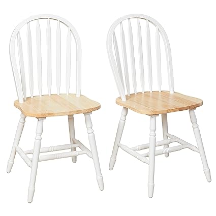 Target Marketing Systems Tms Country Arrowback Dining Chairs Set Of 2 White And Natural Wood