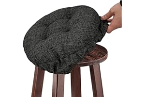 SINOSSO Modern Bar Stool Cushion Dia.14, Fashion Interweaving Design Anti-Skid Silicone Round Stool Seat Cushion Cover Padded (Black, L,1)