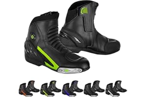 SAGA MOTO Waterproof Motorcycle Boots for Men CE Certified (EN 13634) – Genuine Leather Riding Shoes with YKK Zipper, Anti-Sl