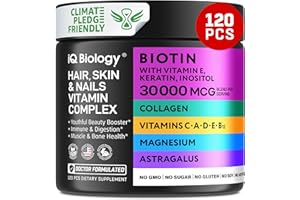IQ BIOLOGY Hair Growth Supplement with Astragalus, Biotin - Hair Supplements for Hair Growth & Hair Loss Supplement for Women - Immune System Booster, Antioxidant Support, Hair Growth Hair Supplement - 120 Caps*