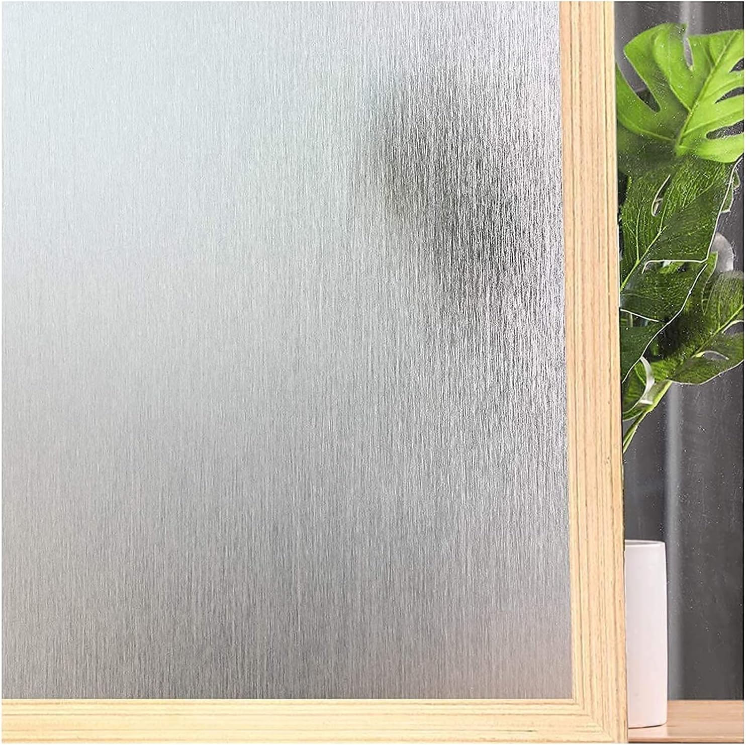 Window Treatments - Window Privacy Film:No Glue Frosted Glass Window Film for Home Office Static Anti-UV Heat Blocking Window Cling Decorative Window Covering for Bathroom (Silver Silk, 17.5