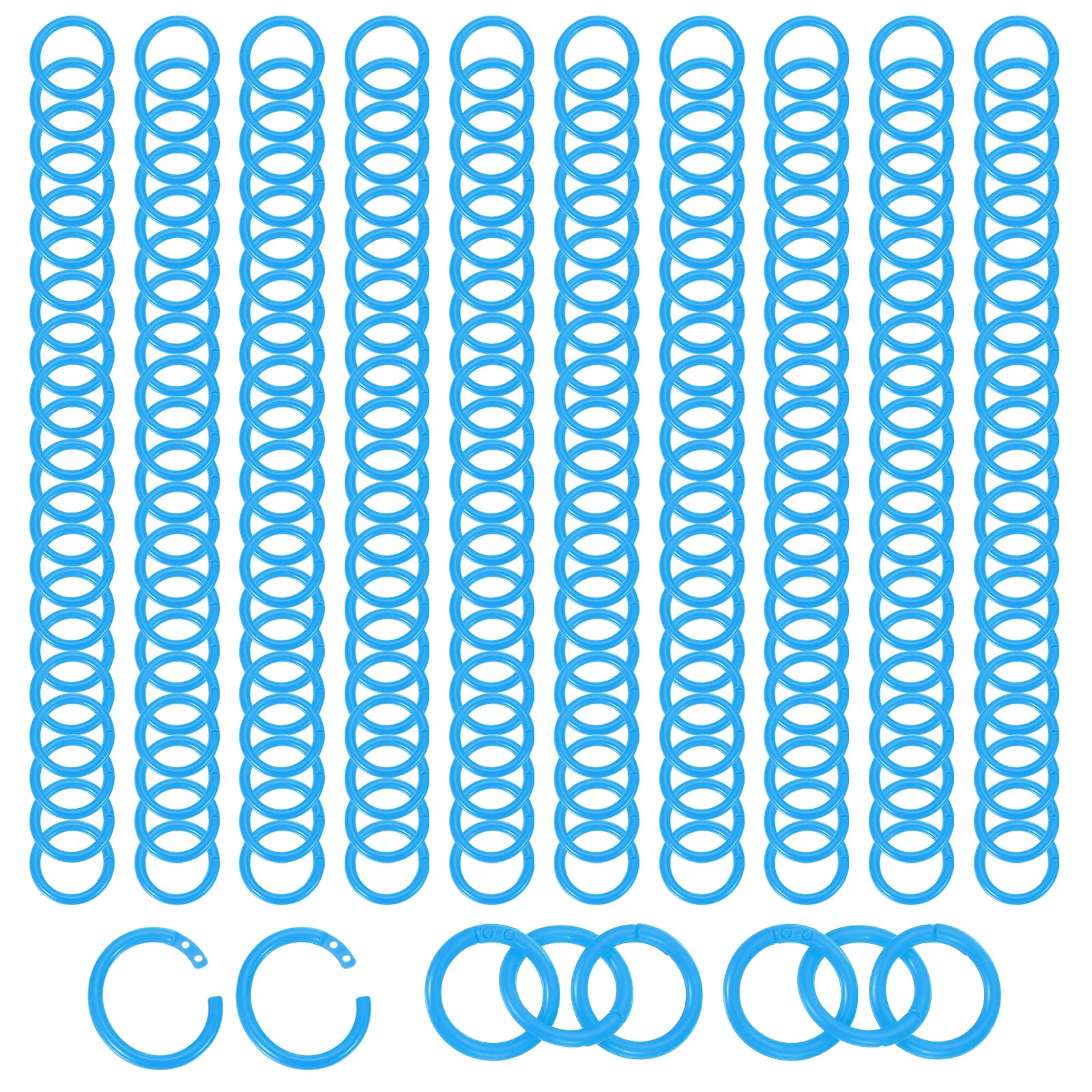 PATIKIL 1.1" Loose Leaf Binder Rings, 210Pcs Binder Ring Book Rings Plastic Key Rings for Paper Index Card Flash Card Book DIY Scrapbook Notebook Photo Album Office, Blue