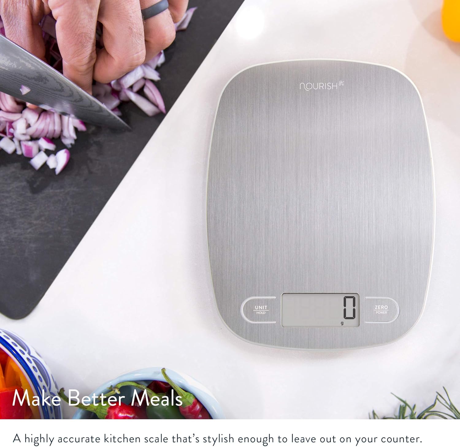 GreaterGoods Digital Food Kitchen Scale, Multifunction Scale Measures in Grams and Ounces (Ash Grey): Kitchen & Dining