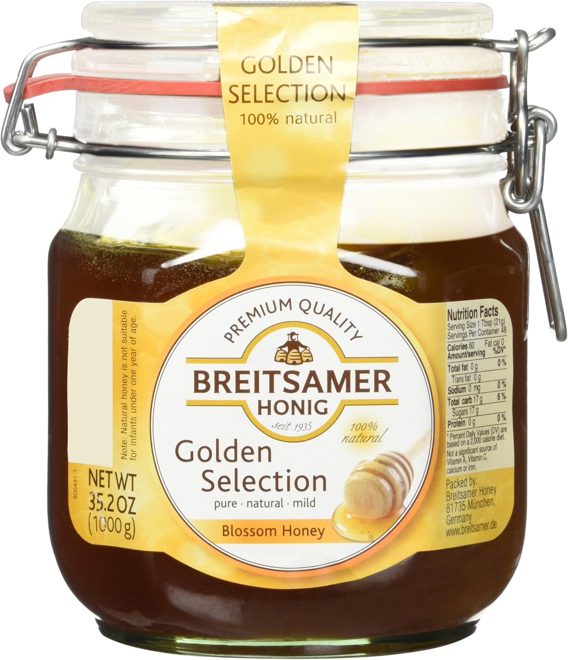 Breitsamer Golden Selection Honey, Flip-Top Jar, 35.27 Ounce by Breitsamer