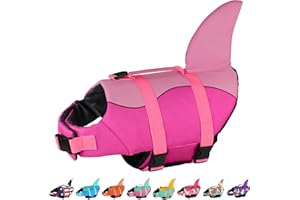 Dogcheer Dog Life Jacket, Cute Shark Dog Life Vest for Swimming Boating with Superior Buoyancy and Rescue Handle, Adjustable Pet Safety Swim Vest Flotation Lifesaver for Puppy Small Medium Large Dogs