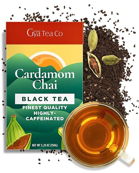 GYA TEA CO CARDAMOM CHAI BLACK TEA – 5.29 OZ LOOSE LEAF, 70 CUPS, CAFFEINATED, SUGAR-FREE