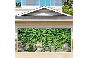 THISFIND Forest Scenery and Flower Garage Door Banner - 71"x157" Polyester Mural, Perfect for Outdoor & Indoor Decor, Holiday & Party Background 6 x 13 ft