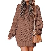 ANRABESS Womens Sweater Dress Oversized Cable Knit Chunky Long Sleeve Short Dresses 2025 Fall Outfits Vacation Winter Clothes