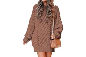 ANRABESS Womens Sweater Dress Oversized Cable Knit Chunky Long Sleeve Short Dresses 2025 Fall Outfits Vacation Winter Clothes