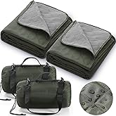 Tranqun 2 Large Outdoor Blanket 78'' x 55'' Quilted Windproof Waterproof Fleece Sandproof Stadium Foldable Warm Blanket for Camping Picnic Sporting Events Cold Weather (Military Green)