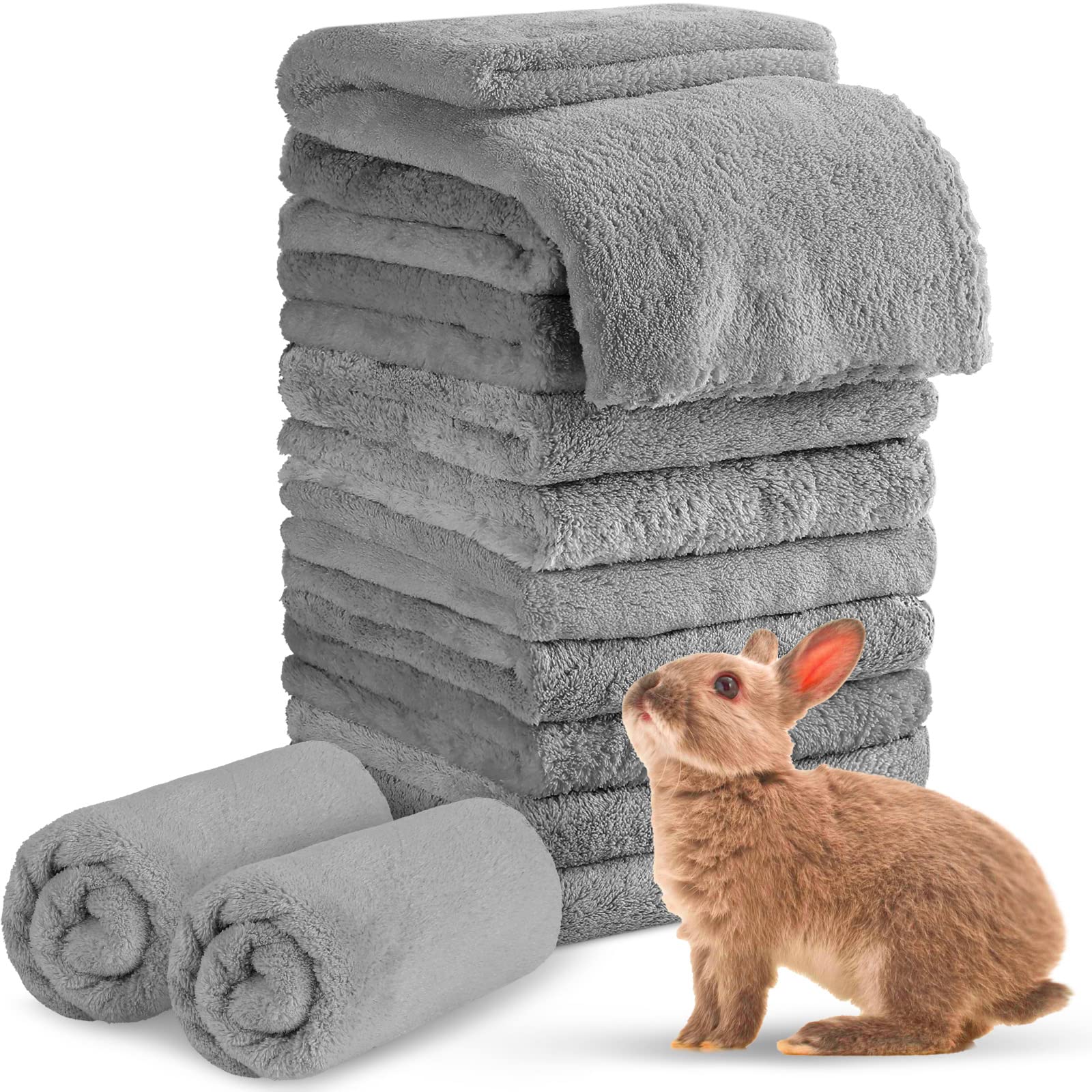 Tatuo 10 Pieces Guinea Pigs Blankets Hamster Fleece Cage Liners Soft Guinea Pig Accessories Small Animal Pet Blanket Sleep Bedding Mats Pet Supplies for Dog Puppy Cat (Gray,13.8 x 29.5 Inch)