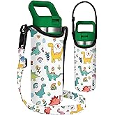 Miss Adola Water Bottle Carrier with Strap - Handheld Kids Water Bottle Holder for 10-16 oz / 14-20 oz Cute Cartoon Design Neoprene Crossbody Bottle Sling Bag for Boys Girls