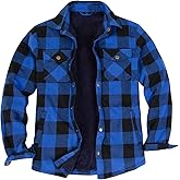 ZENTHACE Men's Sherpa Lined Flannel Shirt Jacket,Long Sleeved Brushed Plaid Flannel Shacket Jackets,Snap Button
