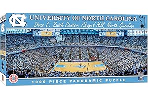 MasterPieces - 1000 Piece Jigsaw Puzzle, NCAA UNC Tar Heels, Panoramic Basketball Stadium View, Fun for Adults and Family, 13"x39