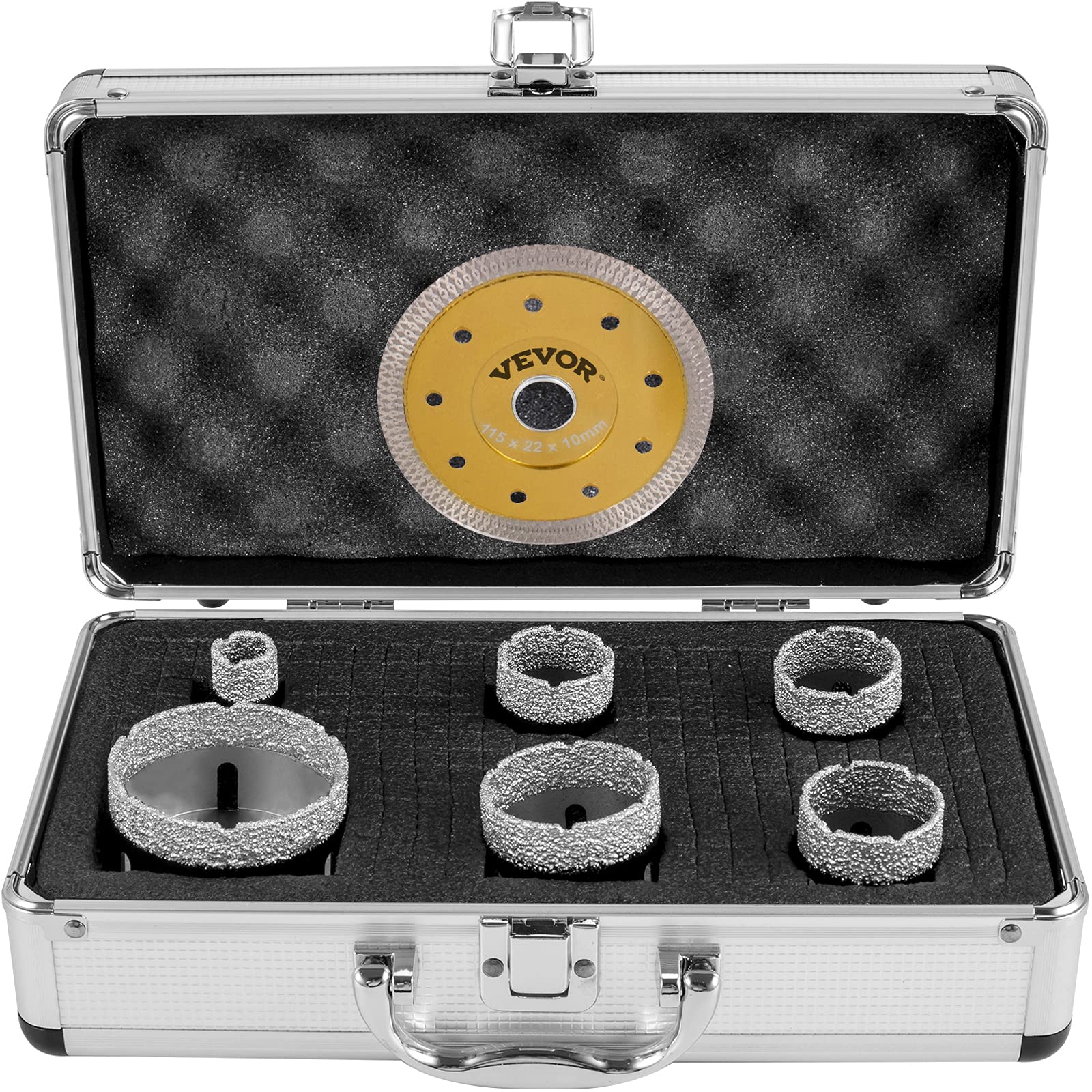 VEVOR 6PCS Diamond Hole Saw Set, 20/35/38/40/50/68mm, Tile Hole Saw Kit, Vacuum Brazed Diamond Drill Bit, 0.59in/15mm Segment, for Tile Ceramic Porcelain Marble