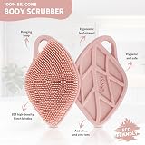 Sndyi Silicone Body Scrubber Leaf Shape Pink Hygienic Lathering Bristles view 2